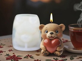 Molde silicona osito con corazon